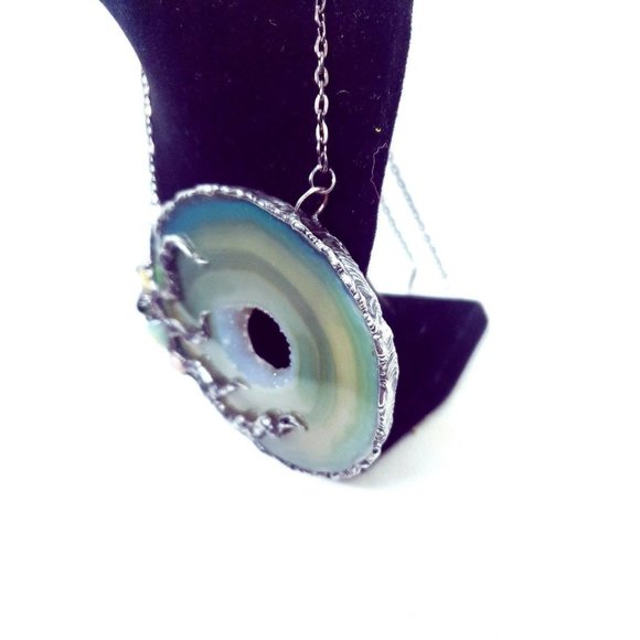 Huge Crystal agate geode Necklace statement piece glam - Picture 6 of 12